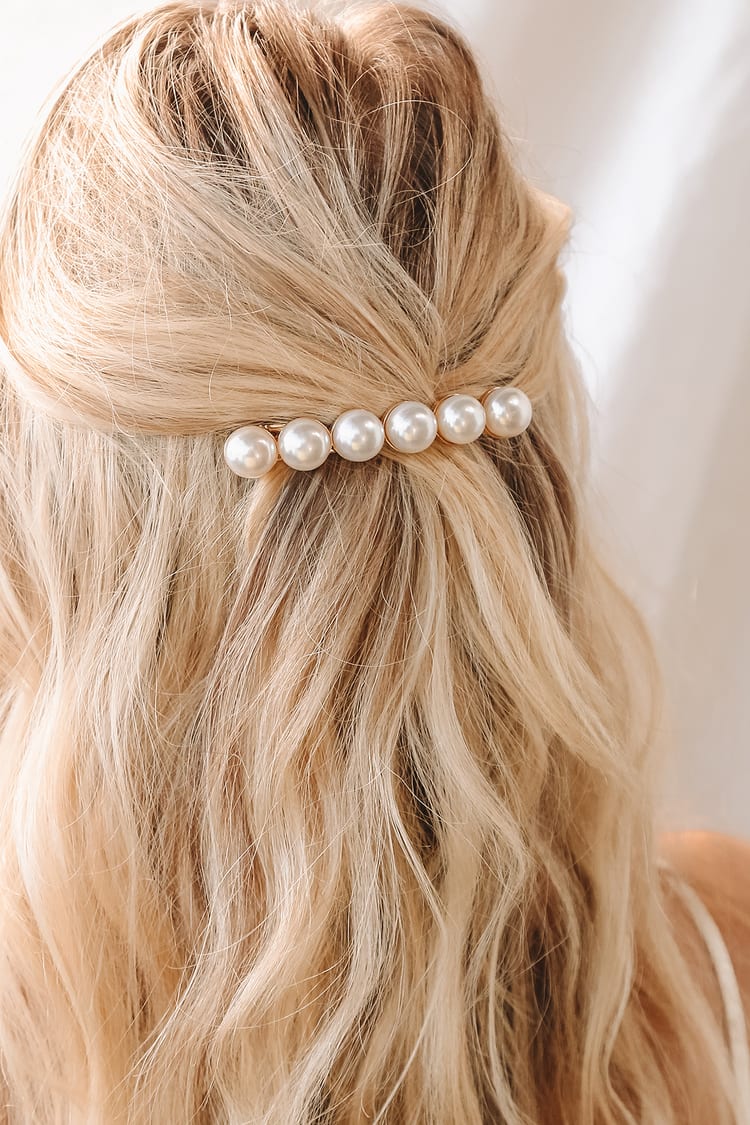 Pearl Hair Clip - Gold Pearl Hair Clip - Pearl Barrette - Lulus