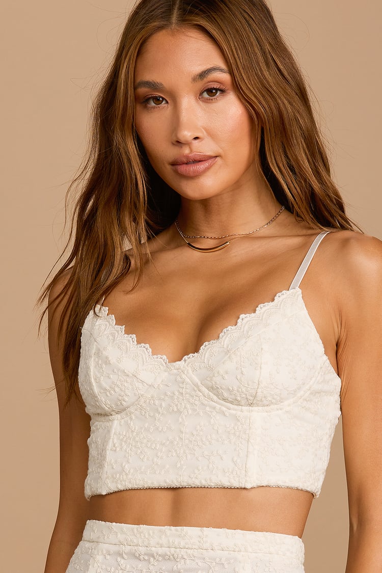 Cream Cami Top - Embroidered Cami - Cropped Tank - Women's Tops - Lulus