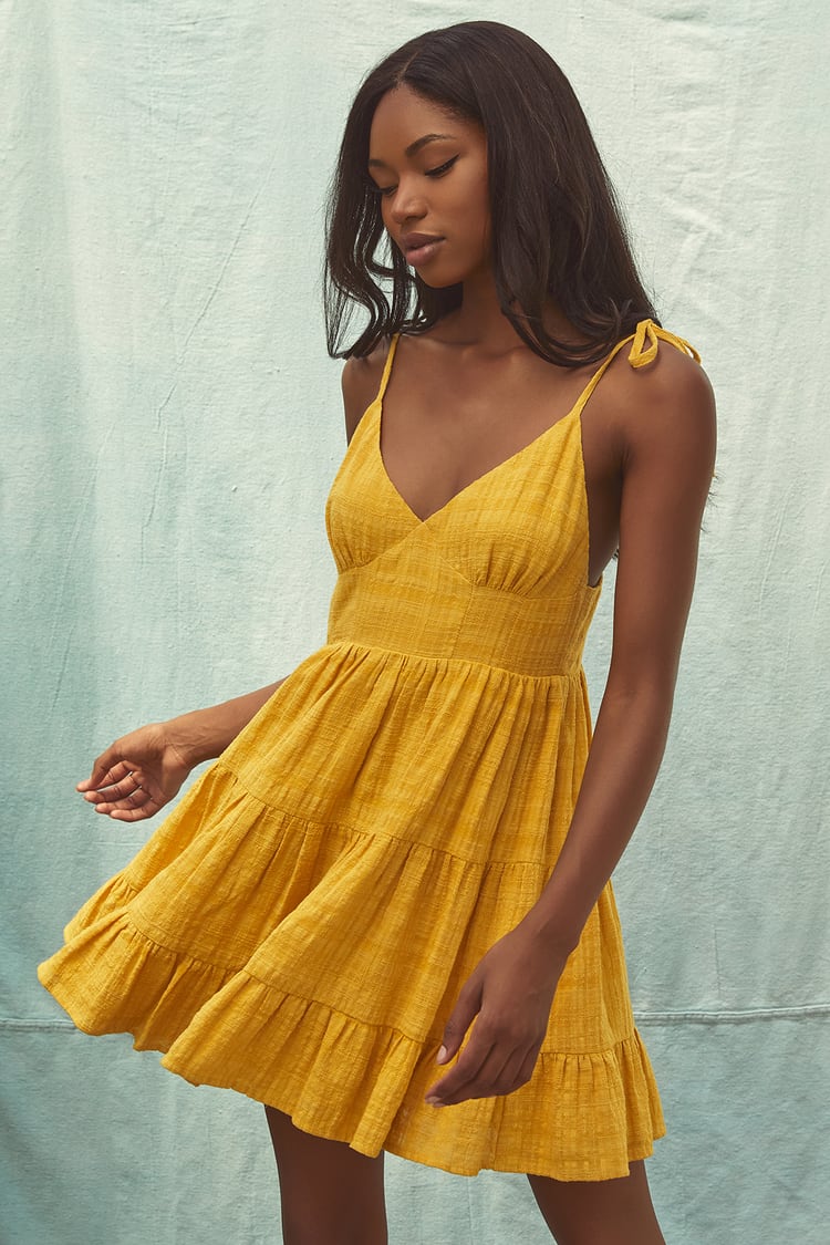 Yellow Mini Flared Dress by Tie & Dye Tale