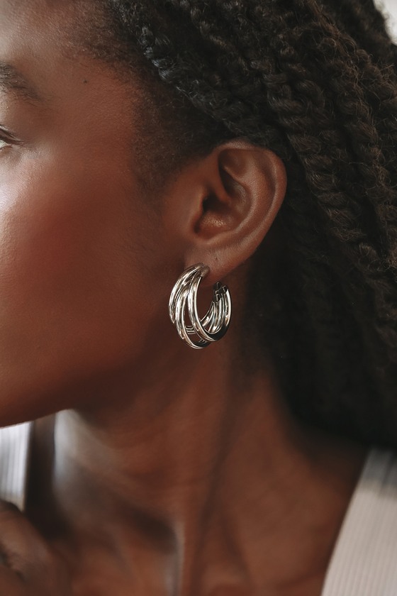 Three's A Crowd 24KT Gold Triple Hoop Earrings