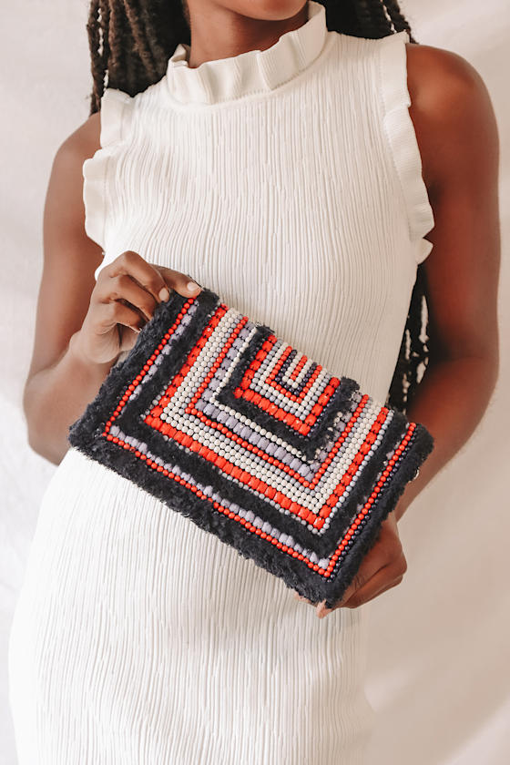 Multi Color Abstract Beaded Clutch main image 0