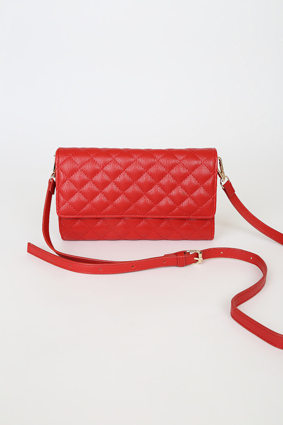 Uptown Chic Red Quilted Wallet Clutch 1
