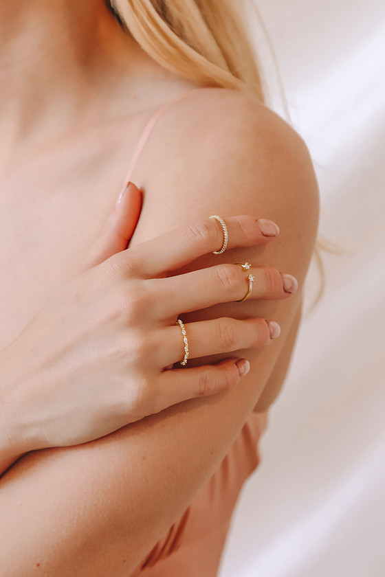 Treat Yourself Right 14KT Gold Rhinestone Ring Set 1