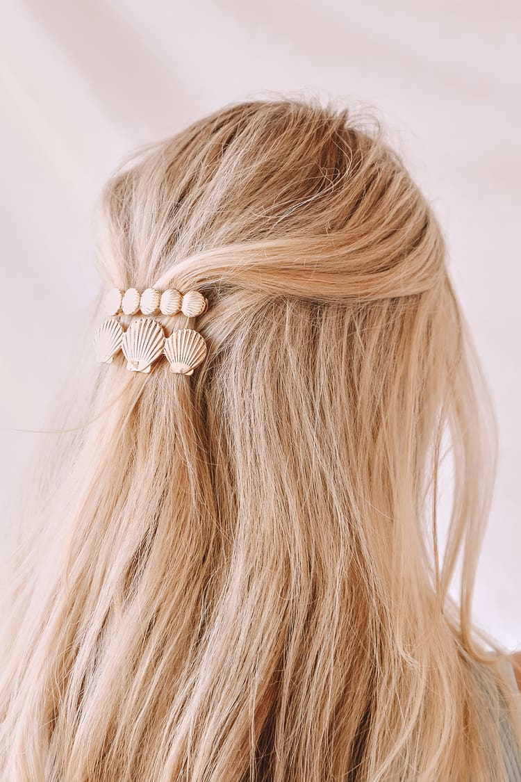 Gold Hair Clips - Seashell Hair Clips - Shell Clips - Barrettes - Lulus