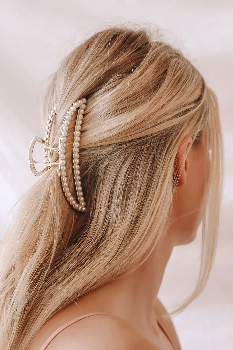 Gold Hair Clip - Pearl Hair Clip - Metal Jaw Clip - Hair Clip - Lulus
