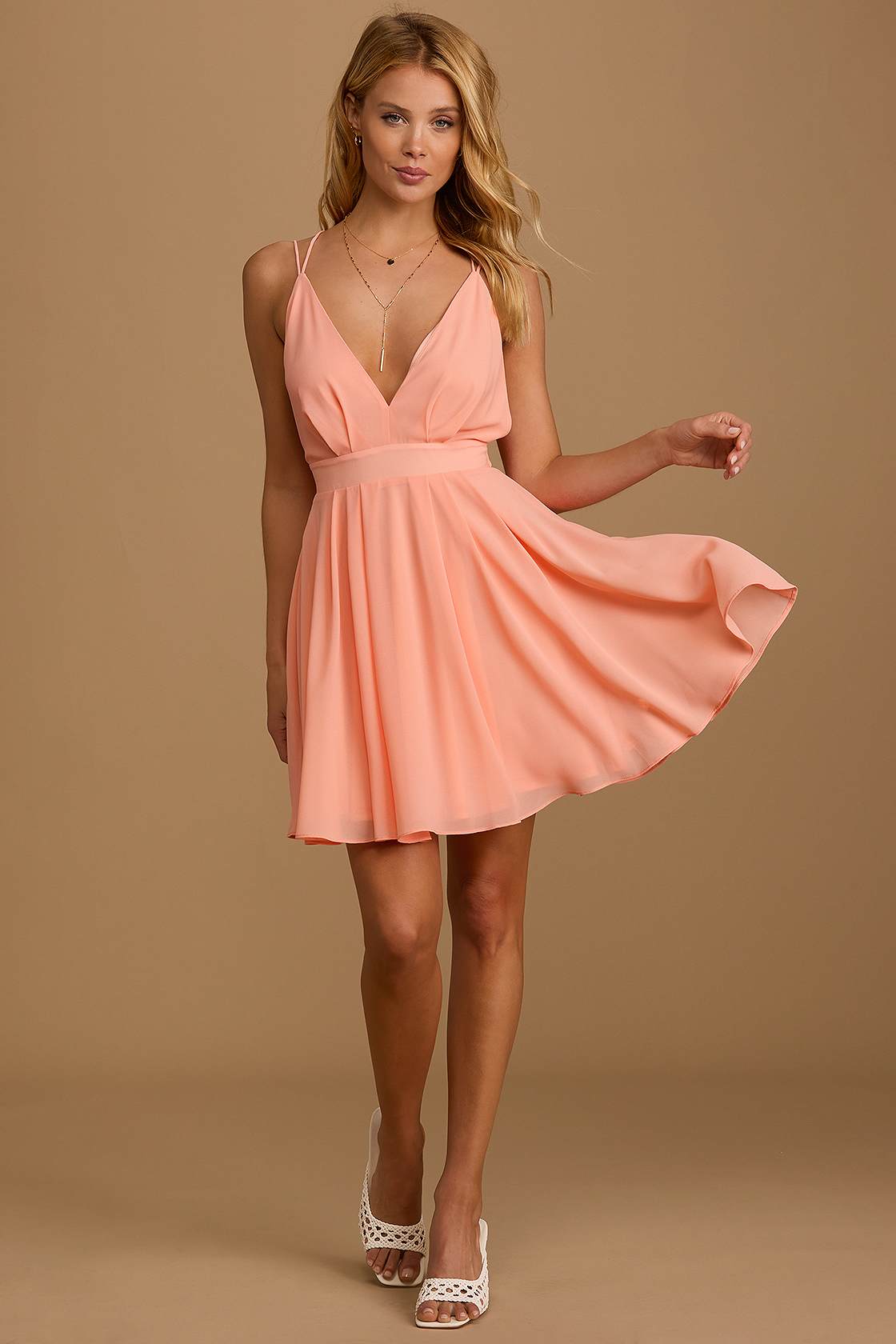 Coral Skater Dress