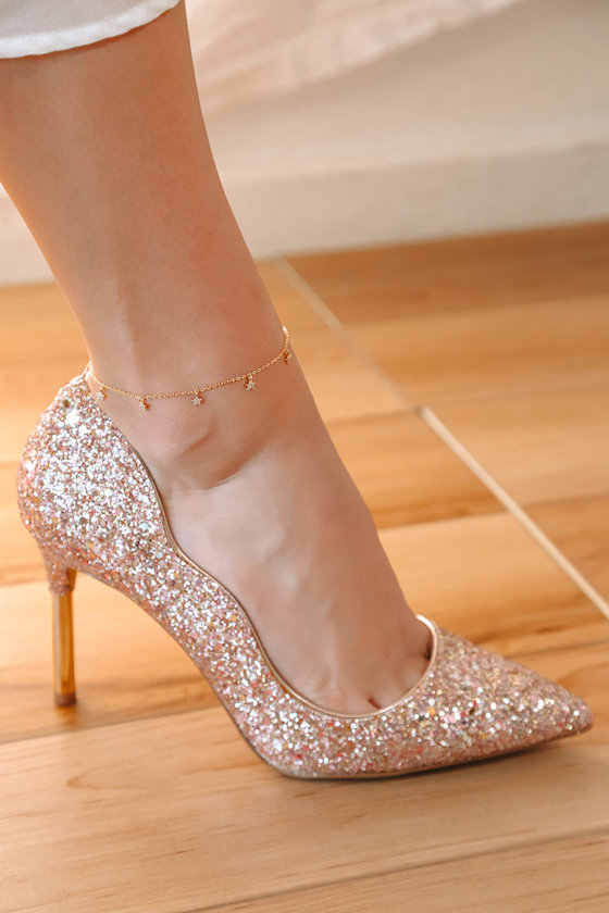 Gold Charm Anklet Star Charm Anklet Cubic Zirconia Anklet Lulus