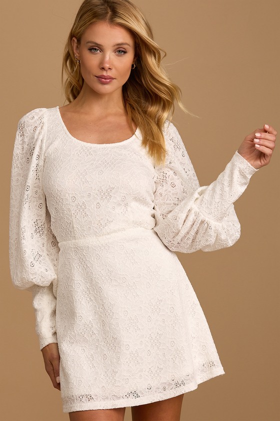 White Lace Top - Balloon Sleeve Top - Women's Tops - Crop Top - Lulus