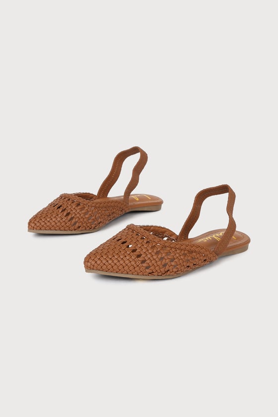 Tan Flats PointedToe Flats Slingback Flats Woven Flats Lulus