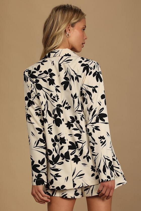 Blooming Sophistication Cream Floral Print Blazer 4