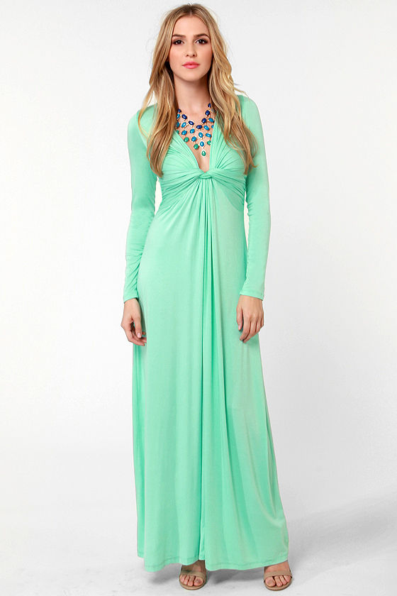 Mint Green Long Sleeve Maxi Dress on ...