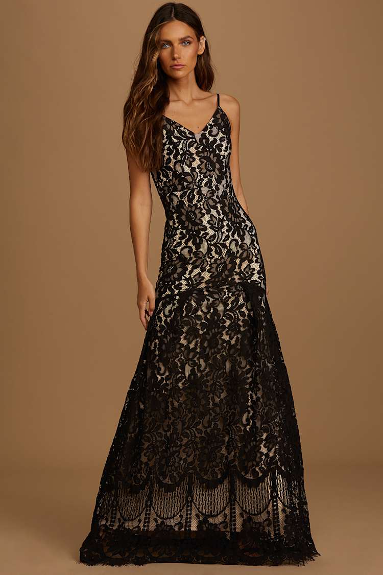 Flynn Black Lace Maxi Dress