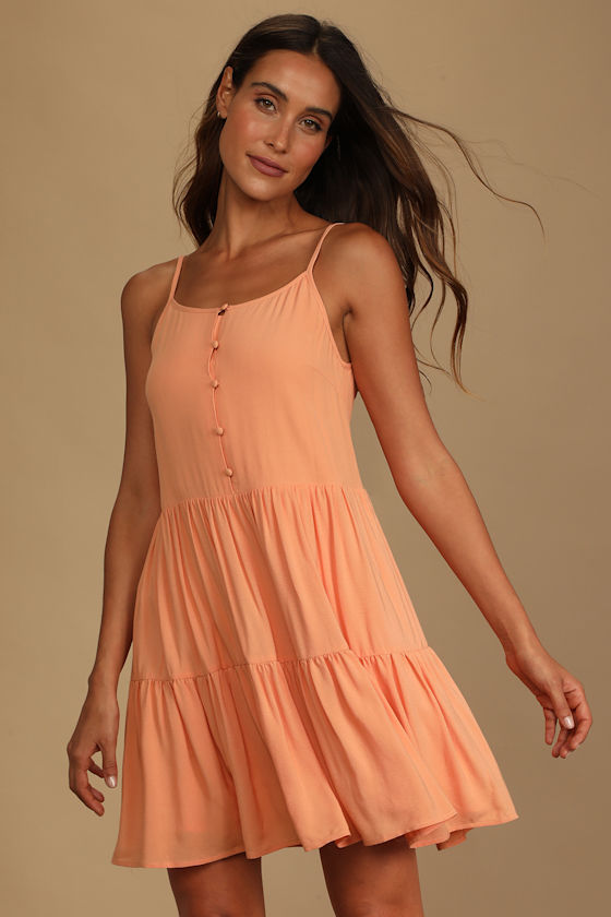 button front swing dress