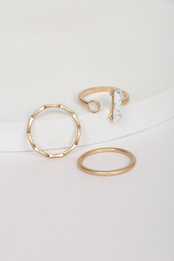 Head in the Clouds Gold and White Ring Set 1