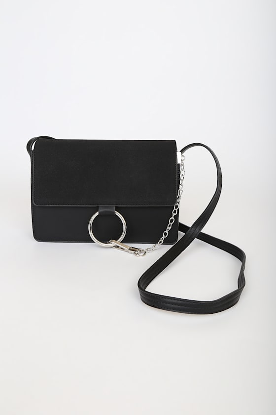 Chic Black Purse Crossbody Bag Ring Purse Lulus