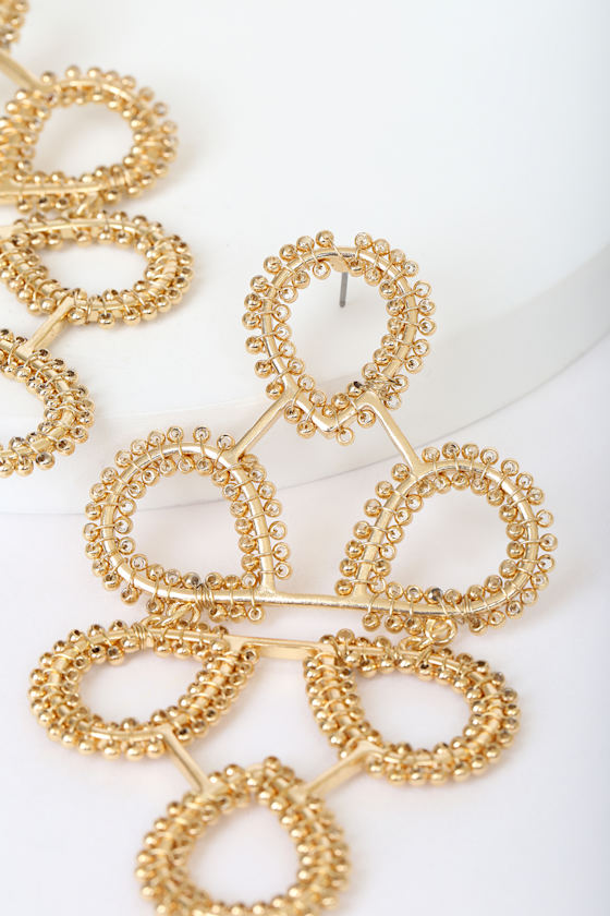 Living for the Glam Gold Beaded Statement Earrings 2