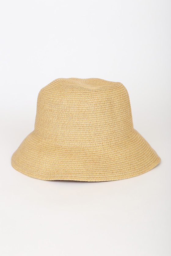 Bon Voyage Babe Tan Straw Bucket Hat 1