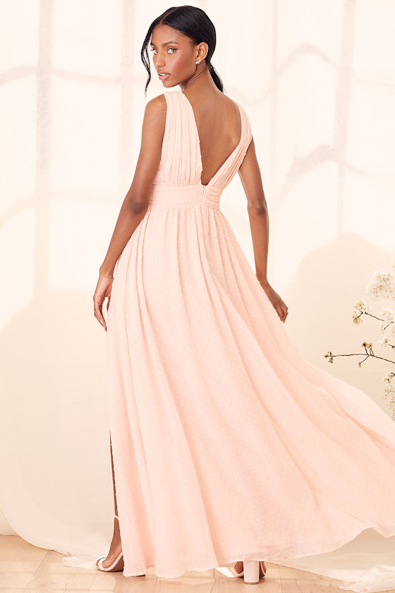 Wonderful Occasion True Blush Swiss Dot Sleeveless Maxi Dress 3