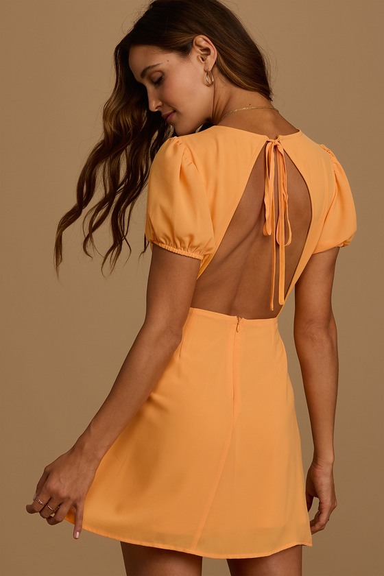 Orange Mini Dress - Backless Mini Dress - Plunge Neckline Dress - Lulus