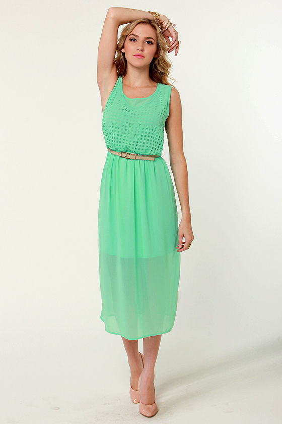 Cute Mint Green Dress Midi Dress Laser Cut Dress 44.00 Lulus