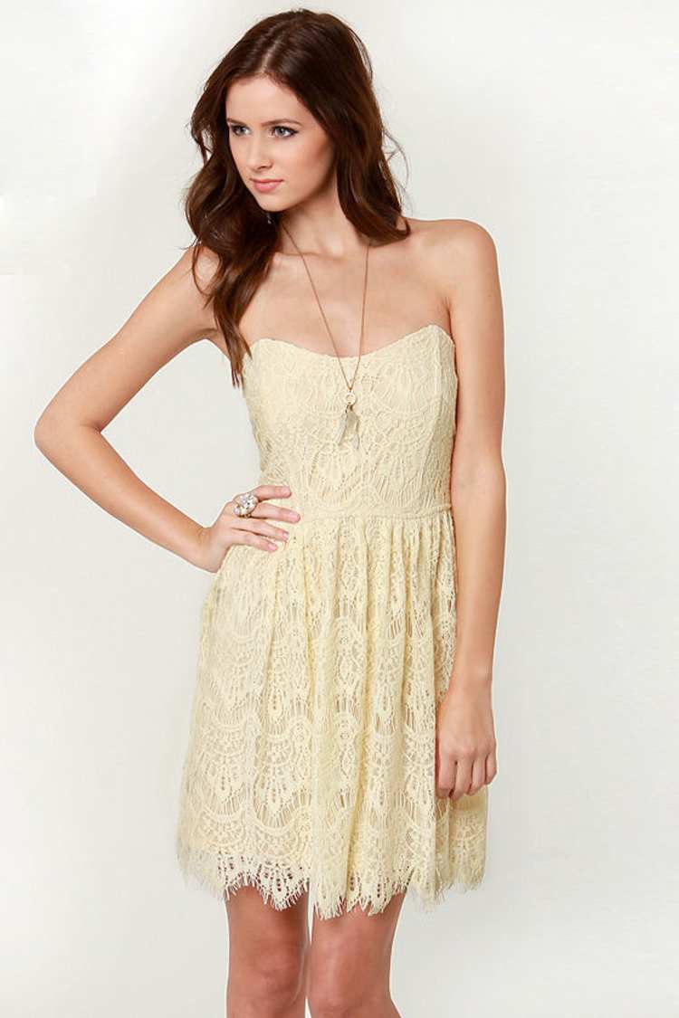 Lovely Strapless Dress - Cream Dress - Lace Dress - $47.00 - Lulus Lovely Strapless Dress - Cream Dress - Lace Dress - $47.00 - Lulus