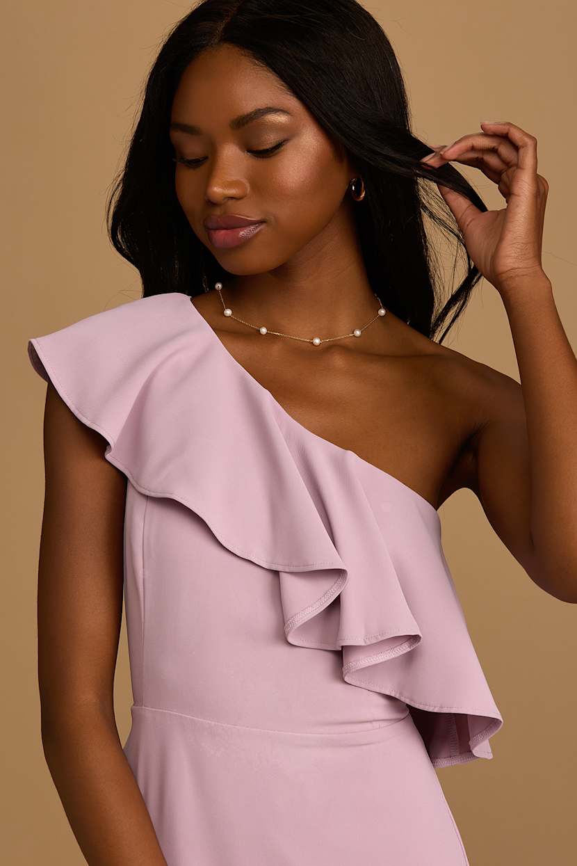 Purple Mini Dress - One-Shoulder Dress - Ruffled Dress - Lulus