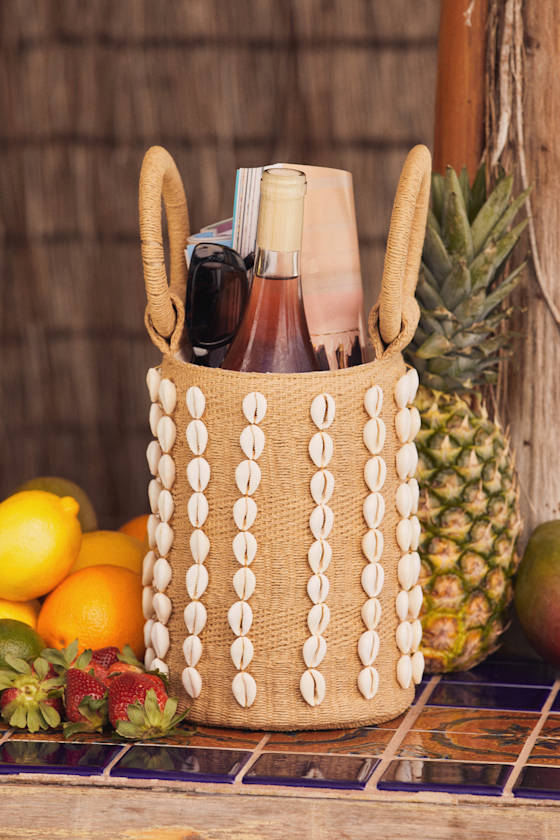 Shell Me About It Beige Woven Shell Tote Bag 1