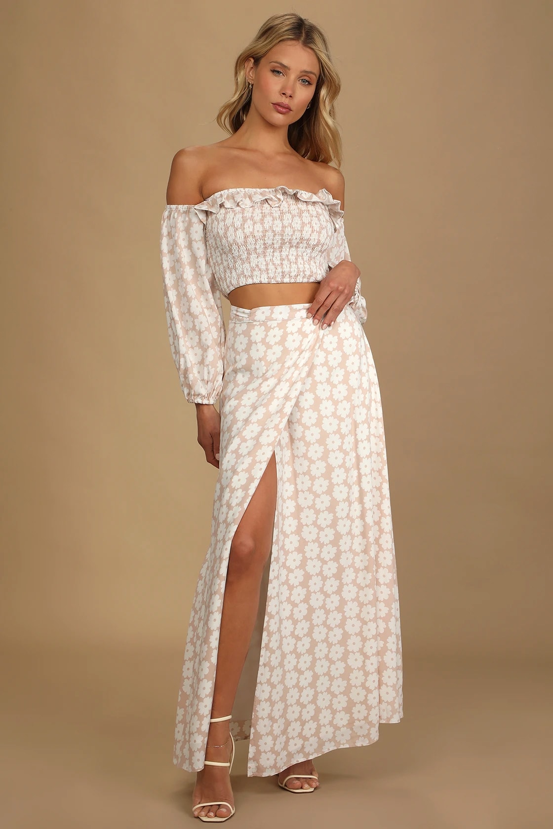 Two-Piece Maxi Dress - Off-the-Shoulder Dress - Floral Print Set - Lulus