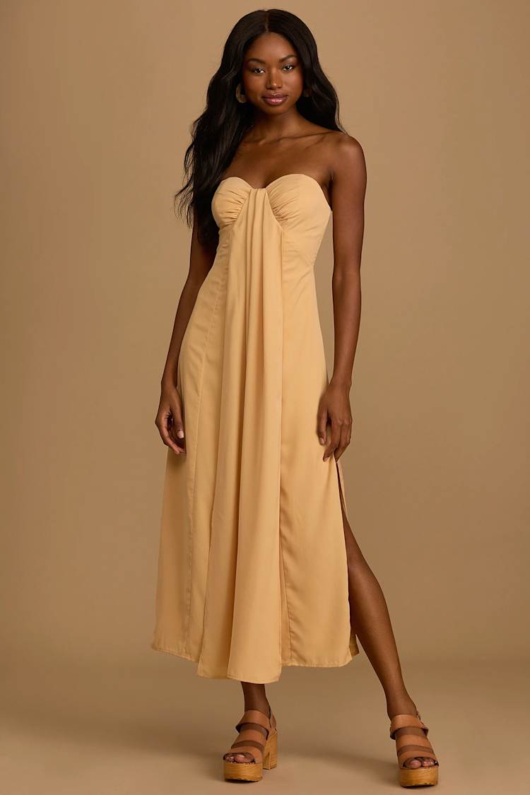 Light Peach Dress - Strapless Dress - Empire Maxi Dress - Lulus