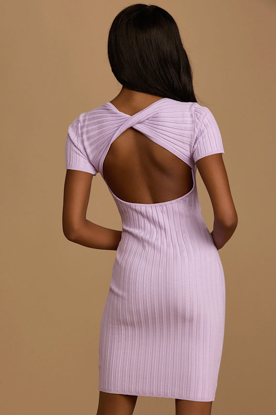 Rush Back to You Lavender Ribbed Backless Bodycon Dress 6