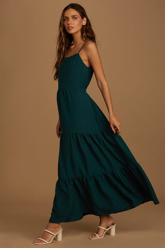 Teal Blue Maxi Dress Tiered Maxi Dress Sleeveless Dress Lulus