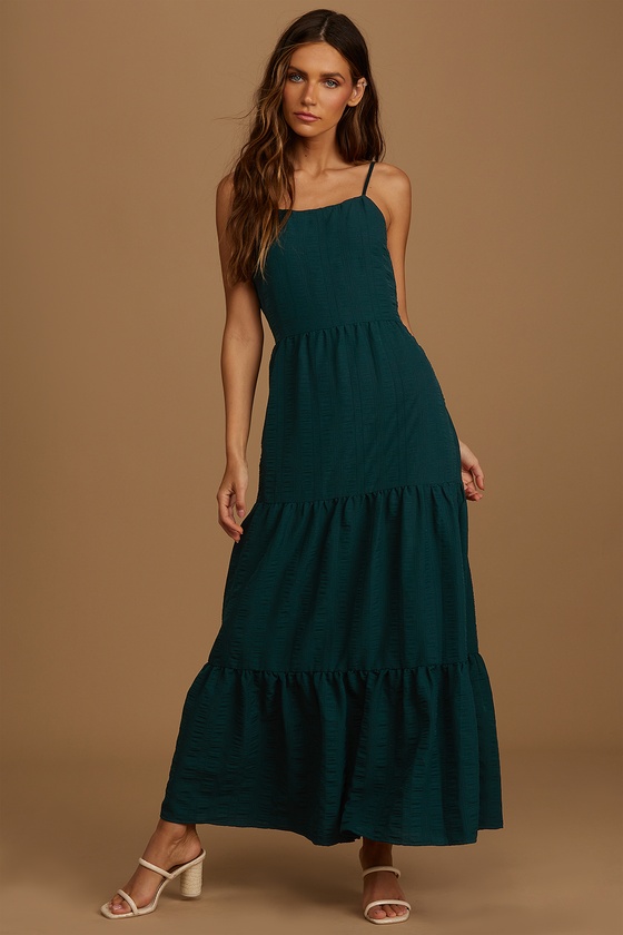 blue green maxi dress