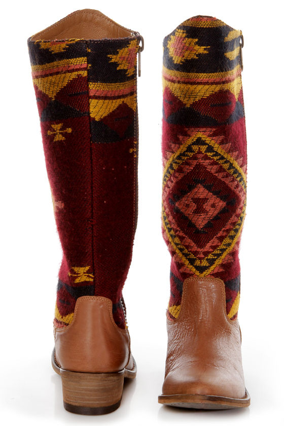 Steve Madden Graced Aztec Multi Southwest Print Cowboy Boots