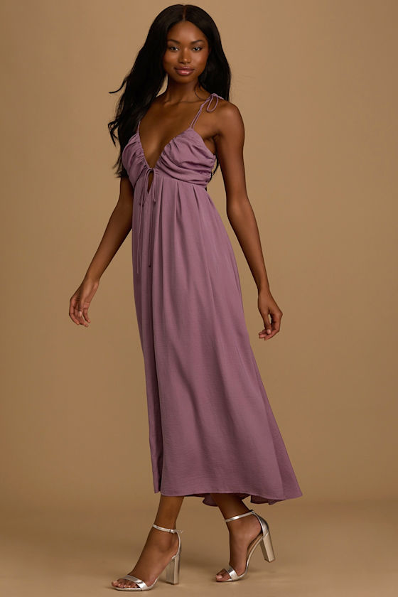 Confidence Check Dusty Purple Satin Tie-Back Maxi Dress 7