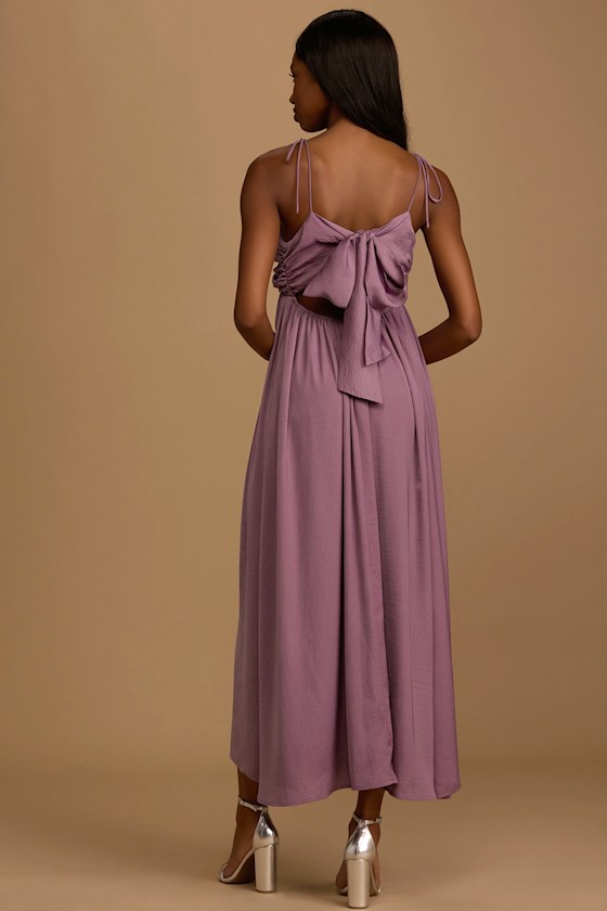 Confidence Check Dusty Purple Satin Tie-Back Maxi Dress 9