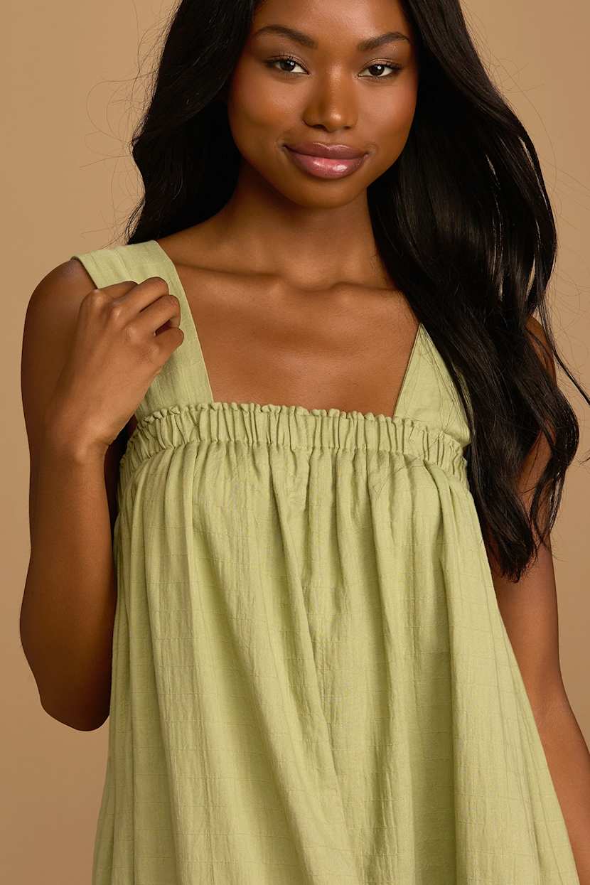 Green Mini Dress - Swing Dress - Cotton Dress - Tie-Strap Dress - Lulus Green Mini Dress - Swing Dress - Cotton Dress - Tie-Strap Dress - Lulus