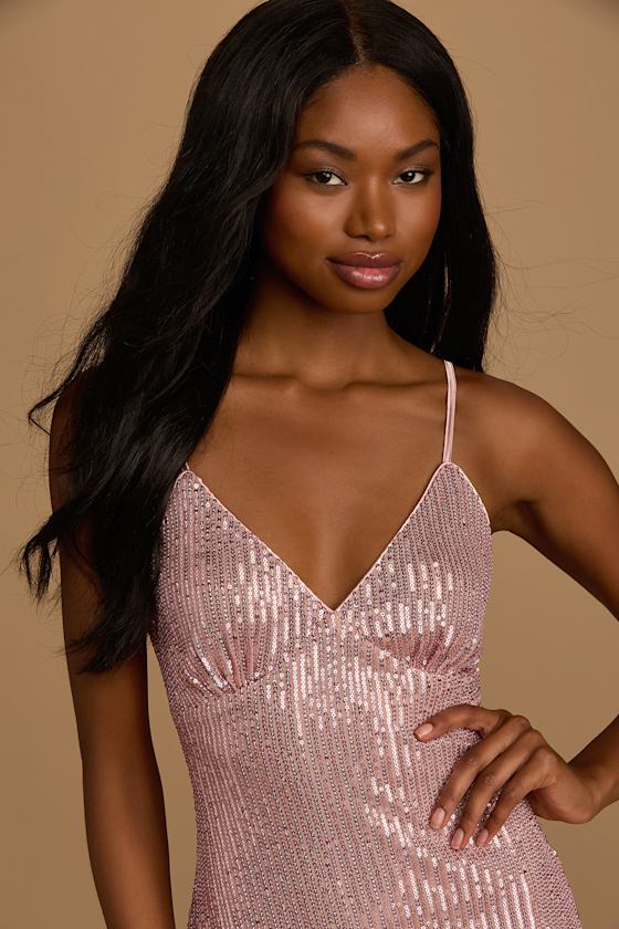 Party in Style Light Pink Sequin Sleeveless Mini Dress 12