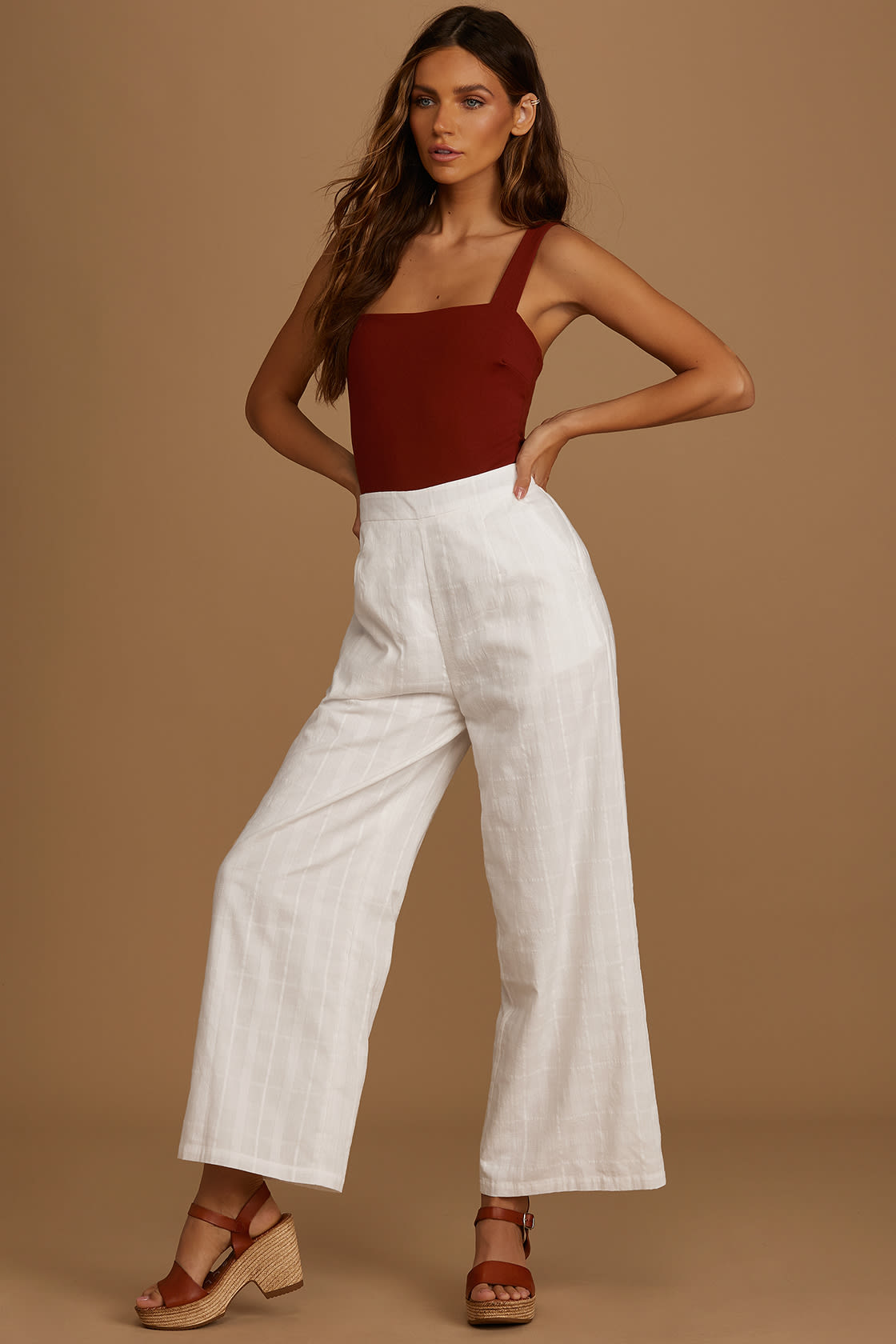 Keep Things Light White High-Waisted Wide-Leg Pants