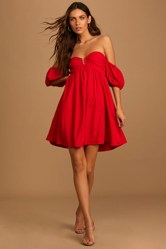 My Dream Date Red Off-the-Shoulder Mini Dress 5