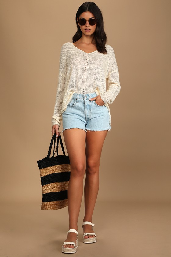 Cream Knit Sweater - Loose Knit Top - Pullover Sweater Top - Lulus
