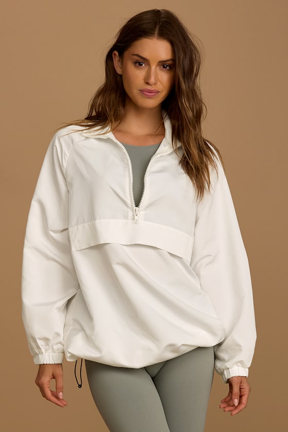 Early Riser Ivory Oversized Windbreaker 5