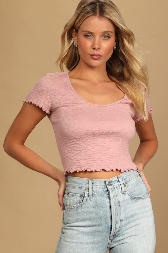 Light Pink Top Baby Tee Scoop Neck Top Women's Tops Lulus