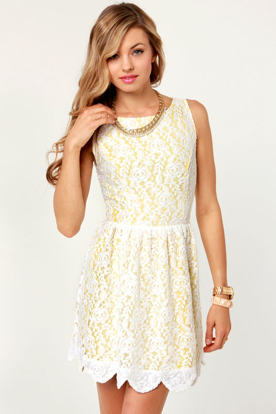 yellow n white dress