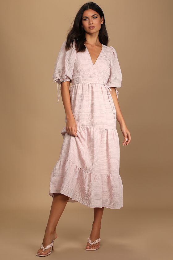 Capture Your Heart Blush Tiered Puff Sleeve Midi Dress 4