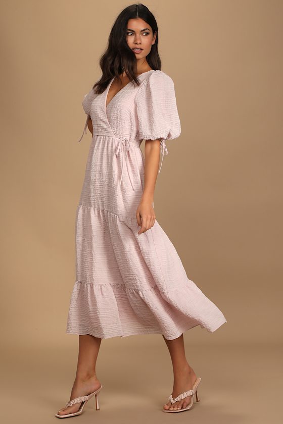 Capture Your Heart Blush Tiered Puff Sleeve Midi Dress 5
