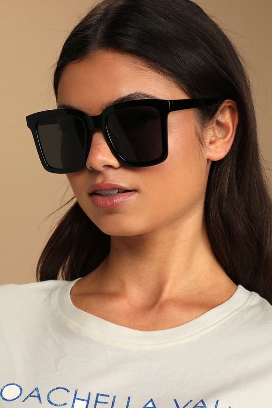 Black Square Sunglasses - Oversized Sunglasses - Black Sunnies - Lulus