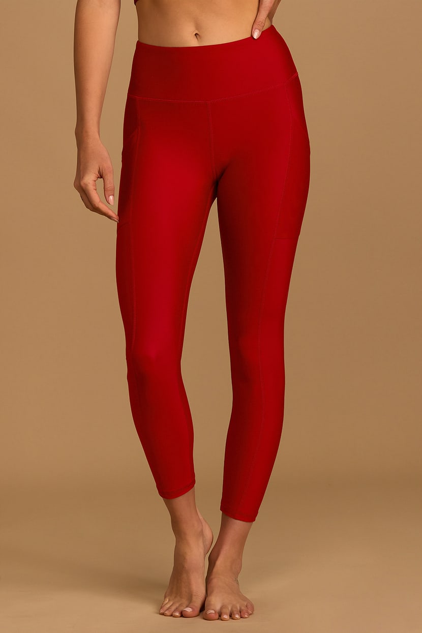 Ready to Train Red High Waisted High Impact Pocket Leggings