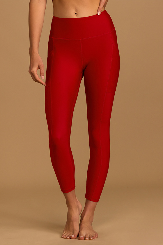 Ready to Train Red High Waisted High Impact Pocket Leggings 9