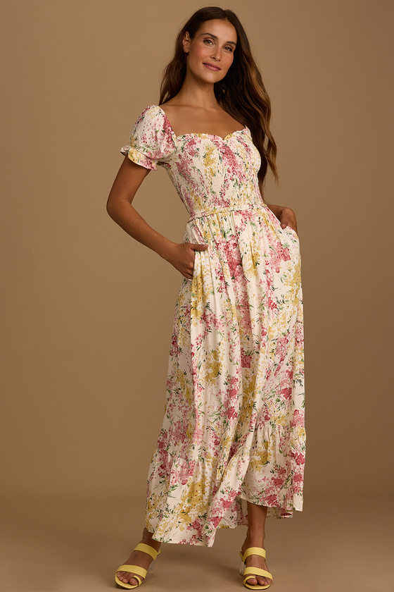 Fashion 2024 Summer Square Neck Design Rose Floral Dress French Elegant  Evening Party Dress Woman Midi One Piece Dress Korean