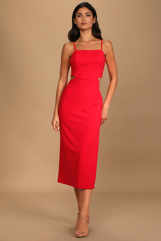 Only the Good Times Red Sleeveless Cutout Midi Dress 3